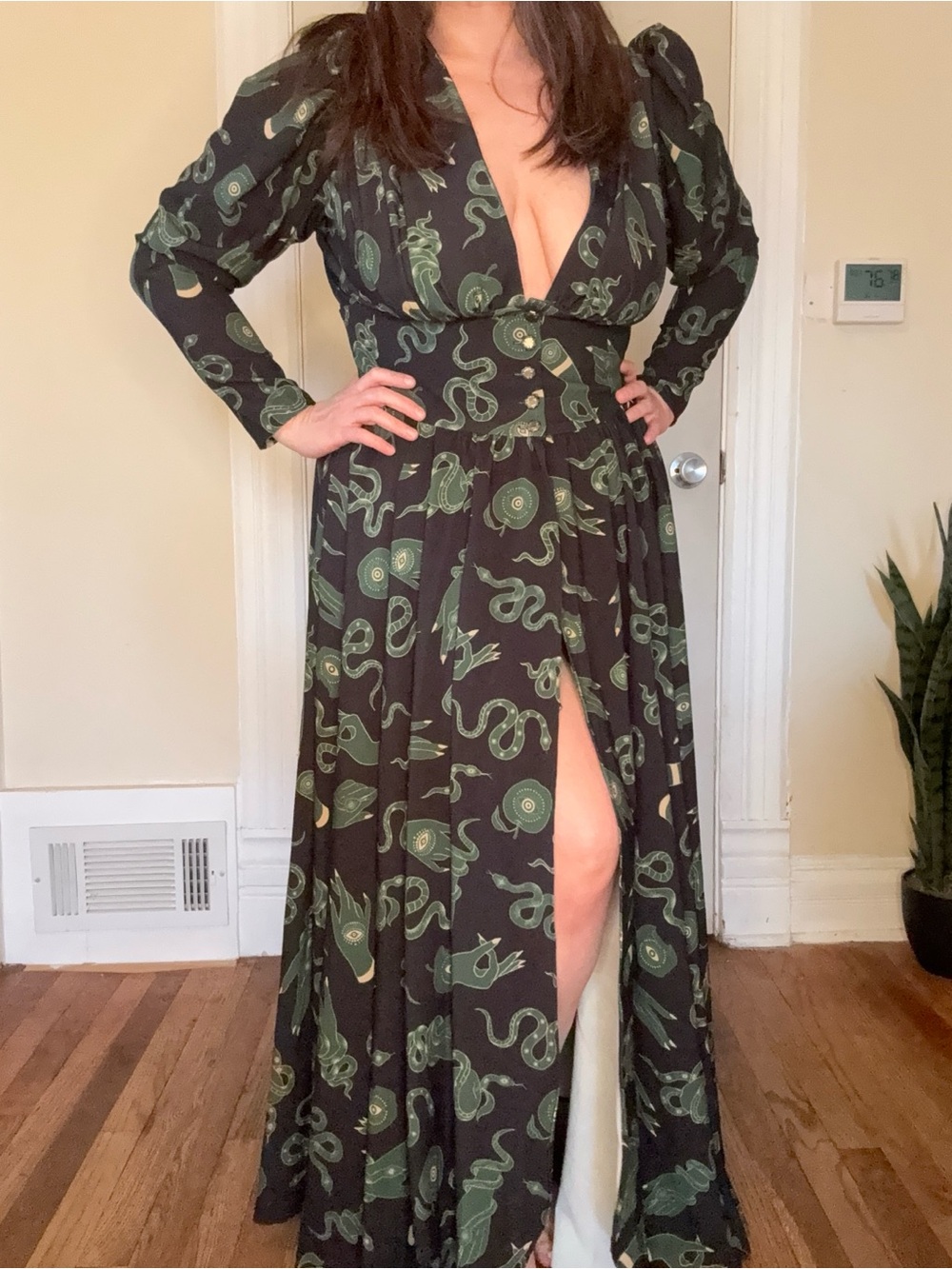 Laura Byrnes Pinup Girl Clothing Clarice Coat Dress Snake Print